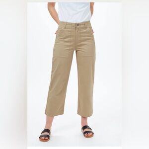 NWT Tentree Twill Cropped Wide Leg Pants in Khaki Color